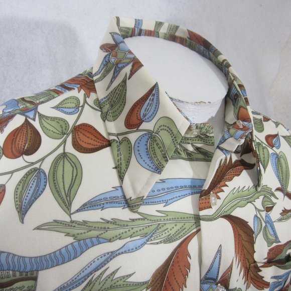 Arrow vintage Men sport shirt s/s pit to pit 25 XL 1970s Disco print polyester - Picture 6 of 10